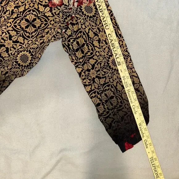 Citron Button XL Light Weight Silk Print Jacket or Blouse Top - Picture 6 of 7